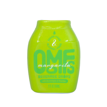 A light green, oblong bottle of Oomfs Margarita Beverage Drops, sugar-free & alcohol free, with electrolytes & vitamins, 2 fl oz.